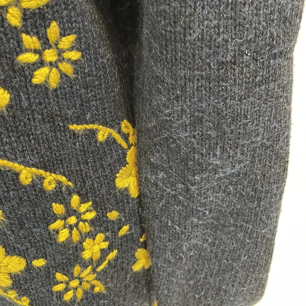 Soft Surroundings Navy Sweater with Gold floral embroidery- large - Picture 3 of 5